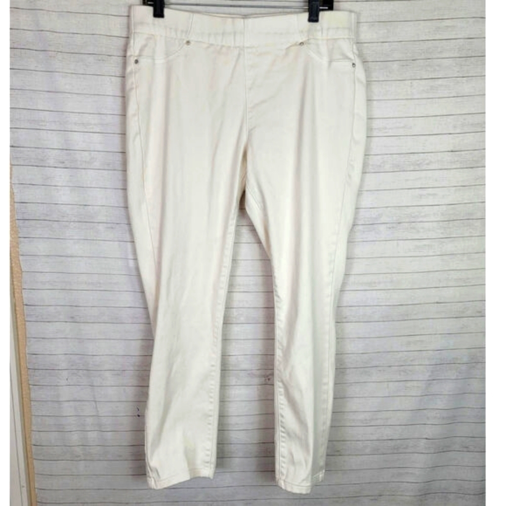 NYDJ JOANIE PULL ON SKINNY FIT JEANS IN OFF WHITE, SZ 10